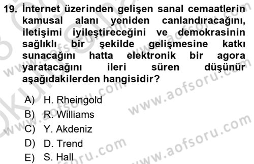 Suç Sosyolojisi Dersi 2022 - 2023 Yılı Yaz Okulu Sınav Soruları 19. Soru