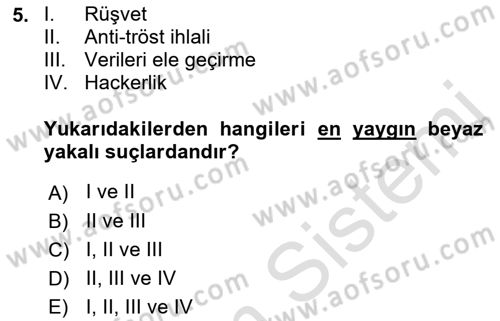Suç Sosyolojisi Dersi 2022 - 2023 Yılı Yaz Okulu Sınav Soruları 5. Soru