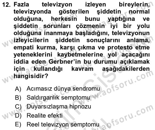 Suç Sosyolojisi Dersi 2023 - 2024 Yılı (Vize) Ara Sınav Soruları 12. Soru