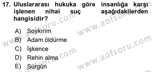 Suç Sosyolojisi Dersi 2023 - 2024 Yılı (Vize) Ara Sınav Soruları 17. Soru