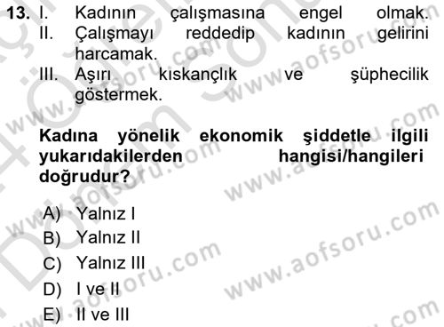 Suç Sosyolojisi Dersi 2023 - 2024 Yılı (Final) Dönem Sonu Sınav Soruları 13. Soru