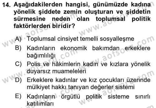 Suç Sosyolojisi Dersi 2023 - 2024 Yılı (Final) Dönem Sonu Sınav Soruları 14. Soru