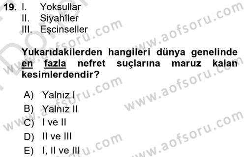 Suç Sosyolojisi Dersi 2023 - 2024 Yılı (Final) Dönem Sonu Sınav Soruları 19. Soru
