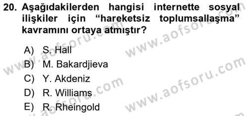 Suç Sosyolojisi Dersi 2023 - 2024 Yılı (Final) Dönem Sonu Sınav Soruları 20. Soru