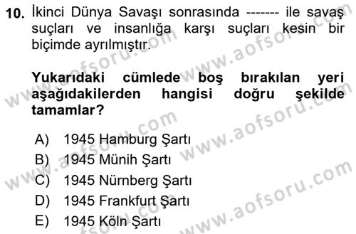 Suç Sosyolojisi Dersi 2023 - 2024 Yılı Yaz Okulu Sınav Soruları 10. Soru