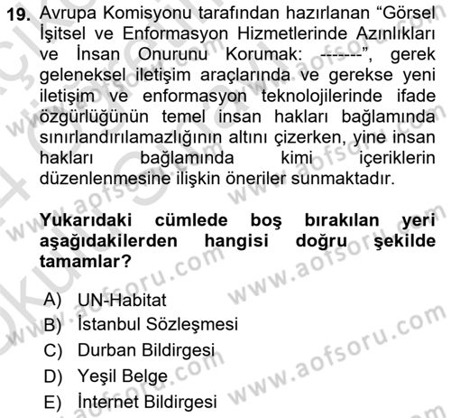 Suç Sosyolojisi Dersi 2023 - 2024 Yılı Yaz Okulu Sınav Soruları 19. Soru
