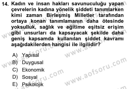 Suç Sosyolojisi Dersi 2024 - 2025 Yılı (Final) Dönem Sonu Sınav Soruları 14. Soru