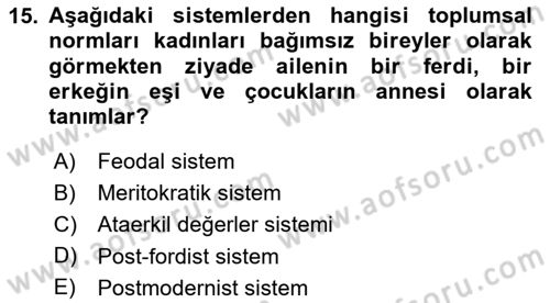 Suç Sosyolojisi Dersi 2024 - 2025 Yılı (Final) Dönem Sonu Sınav Soruları 15. Soru
