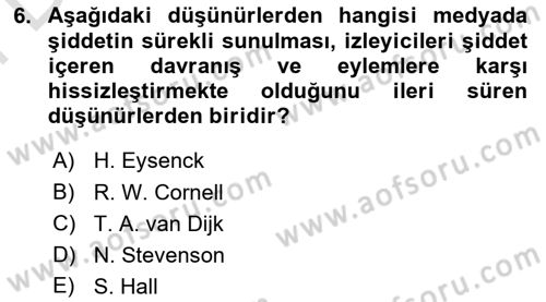 Suç Sosyolojisi Dersi 2024 - 2025 Yılı (Final) Dönem Sonu Sınav Soruları 6. Soru