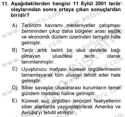 Suç Sosyolojisi Dersi 2024 - 2025 Yılı Yaz Okulu Sınav Soruları 11. Soru