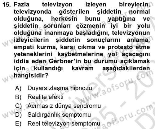 Suç Sosyolojisi Dersi 2025 - 2026 Yılı (Vize) Ara Sınav Soruları 15. Soru