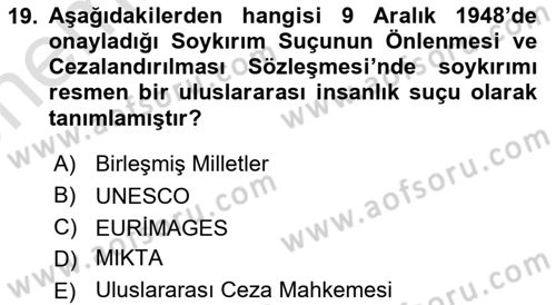 Suç Sosyolojisi Dersi 2025 - 2026 Yılı (Vize) Ara Sınav Soruları 19. Soru