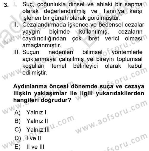 Suç Sosyolojisi Dersi 2025 - 2026 Yılı (Vize) Ara Sınav Soruları 3. Soru