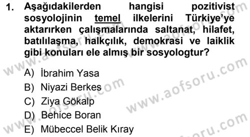Türkiye´nin Toplumsal Yapısı Dersi 2012 - 2013 Yılı (Vize) Ara Sınav Soruları 1. Soru
