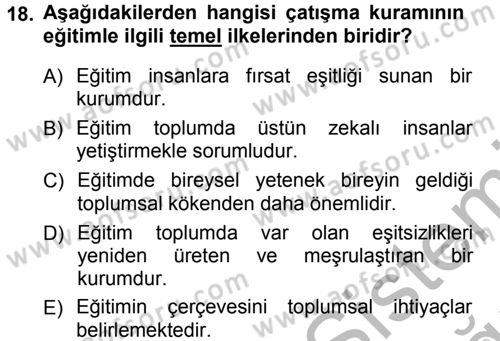 Türkiye´nin Toplumsal Yapısı Dersi 2012 - 2013 Yılı (Vize) Ara Sınav Soruları 18. Soru