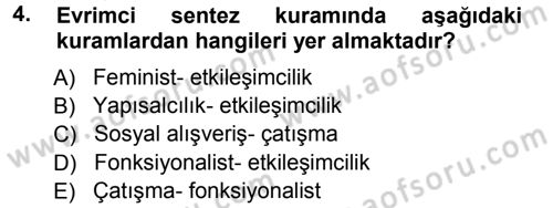 Türkiye´nin Toplumsal Yapısı Dersi Ara Sınavı Deneme Sınav Soruları 4. Soru