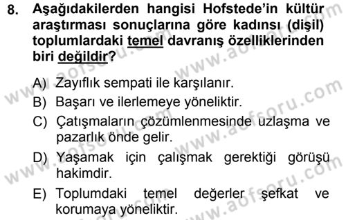 Türkiye´nin Toplumsal Yapısı Dersi Ara Sınavı Deneme Sınav Soruları 8. Soru