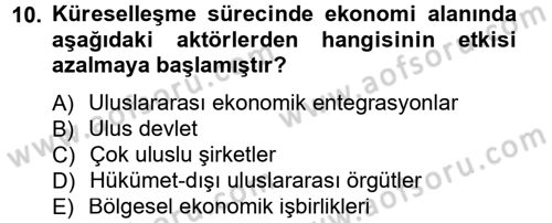 Türkiye´nin Toplumsal Yapısı Dersi 2012 - 2013 Yılı (Final) Dönem Sonu Sınav Soruları 10. Soru