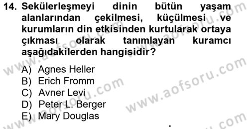 Türkiye´nin Toplumsal Yapısı Dersi 2012 - 2013 Yılı (Final) Dönem Sonu Sınav Soruları 14. Soru
