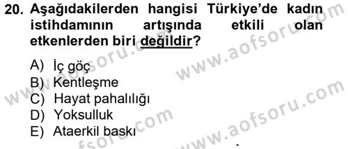 Türkiye´nin Toplumsal Yapısı Dersi 2012 - 2013 Yılı (Final) Dönem Sonu Sınav Soruları 20. Soru
