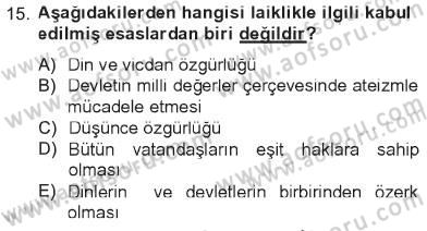 Türkiye´nin Toplumsal Yapısı Dersi 2012 - 2013 Yılı Tek Ders Sınav Soruları 15. Soru