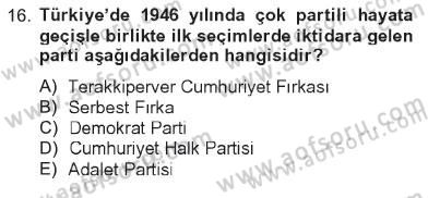 Türkiye´nin Toplumsal Yapısı Dersi 2012 - 2013 Yılı Tek Ders Sınav Soruları 16. Soru