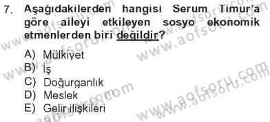 Türkiye´nin Toplumsal Yapısı Dersi 2012 - 2013 Yılı Tek Ders Sınav Soruları 7. Soru