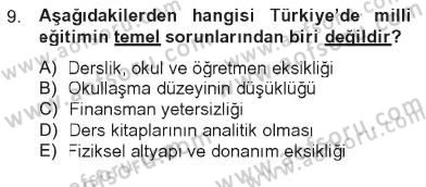 Türkiye´nin Toplumsal Yapısı Dersi 2012 - 2013 Yılı Tek Ders Sınav Soruları 9. Soru