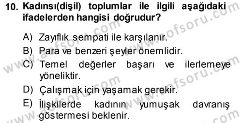 Türkiye´nin Toplumsal Yapısı Dersi 2013 - 2014 Yılı (Vize) Ara Sınav Soruları 10. Soru