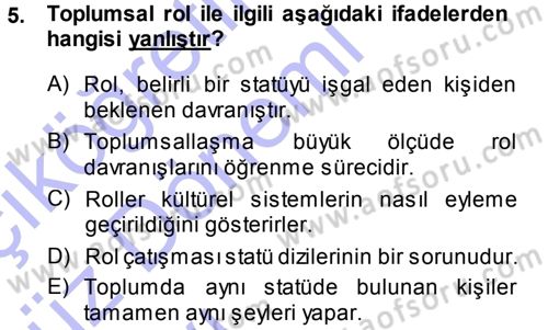 Türkiye´nin Toplumsal Yapısı Dersi 2013 - 2014 Yılı (Vize) Ara Sınav Soruları 5. Soru