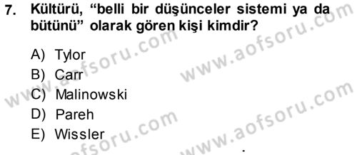Türkiye´nin Toplumsal Yapısı Dersi 2013 - 2014 Yılı (Vize) Ara Sınav Soruları 7. Soru