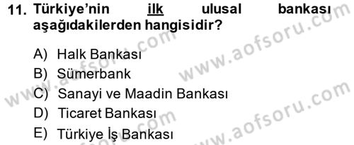 Türkiye´nin Toplumsal Yapısı Dersi 2013 - 2014 Yılı (Final) Dönem Sonu Sınav Soruları 11. Soru
