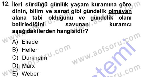 Türkiye´nin Toplumsal Yapısı Dersi 2013 - 2014 Yılı (Final) Dönem Sonu Sınav Soruları 12. Soru