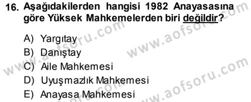 Türkiye´nin Toplumsal Yapısı Dersi 2013 - 2014 Yılı (Final) Dönem Sonu Sınav Soruları 16. Soru