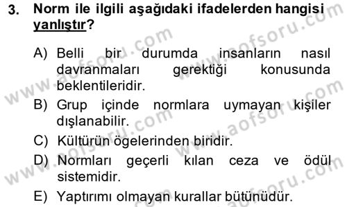 Türkiye´nin Toplumsal Yapısı Dersi 2013 - 2014 Yılı (Final) Dönem Sonu Sınav Soruları 3. Soru