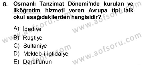 Türkiye´nin Toplumsal Yapısı Dersi 2013 - 2014 Yılı (Final) Dönem Sonu Sınav Soruları 8. Soru
