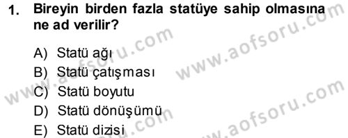 Türkiye´nin Toplumsal Yapısı Dersi 2013 - 2014 Yılı Tek Ders Sınav Soruları 1. Soru