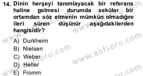 Türkiye´nin Toplumsal Yapısı Dersi 2013 - 2014 Yılı Tek Ders Sınav Soruları 14. Soru