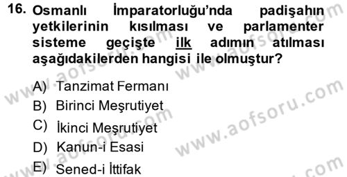 Türkiye´nin Toplumsal Yapısı Dersi 2013 - 2014 Yılı Tek Ders Sınav Soruları 16. Soru