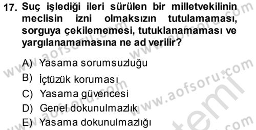 Türkiye´nin Toplumsal Yapısı Dersi 2013 - 2014 Yılı Tek Ders Sınav Soruları 17. Soru