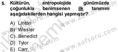 Türkiye´nin Toplumsal Yapısı Dersi 2013 - 2014 Yılı Tek Ders Sınav Soruları 5. Soru
