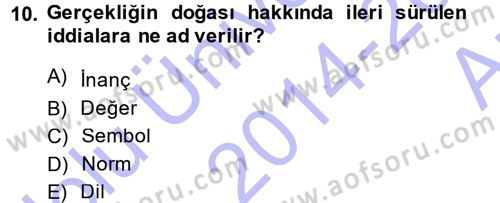 Türkiye´nin Toplumsal Yapısı Dersi 2014 - 2015 Yılı (Vize) Ara Sınav Soruları 10. Soru