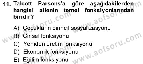 Türkiye´nin Toplumsal Yapısı Dersi 2014 - 2015 Yılı (Vize) Ara Sınav Soruları 11. Soru