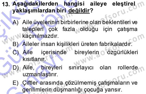 Türkiye´nin Toplumsal Yapısı Dersi Ara Sınavı Deneme Sınav Soruları 13. Soru