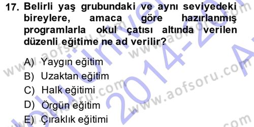 Türkiye´nin Toplumsal Yapısı Dersi 2014 - 2015 Yılı (Vize) Ara Sınav Soruları 17. Soru