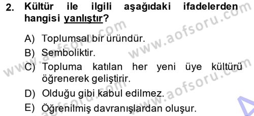 Türkiye´nin Toplumsal Yapısı Dersi Ara Sınavı Deneme Sınav Soruları 2. Soru