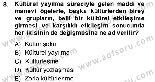 Türkiye´nin Toplumsal Yapısı Dersi Ara Sınavı Deneme Sınav Soruları 8. Soru