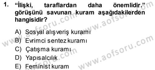 Türkiye´nin Toplumsal Yapısı Dersi 2014 - 2015 Yılı (Final) Dönem Sonu Sınav Soruları 1. Soru