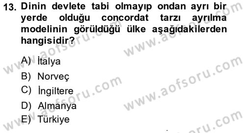 Türkiye´nin Toplumsal Yapısı Dersi 2014 - 2015 Yılı (Final) Dönem Sonu Sınav Soruları 13. Soru