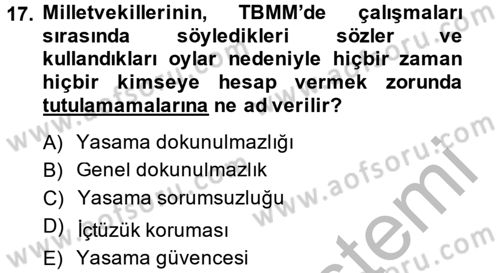 Türkiye´nin Toplumsal Yapısı Dersi 2014 - 2015 Yılı (Final) Dönem Sonu Sınav Soruları 17. Soru
